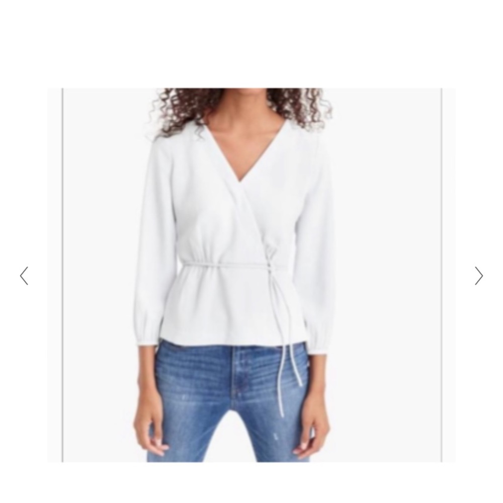 J crew tie waist size 8 faux wrap white blouse.